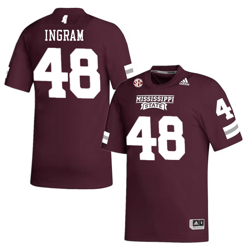 Men #48 Charlie Ingram Mississippi State Bulldogs College Football Jerseys Stitched-Maroon